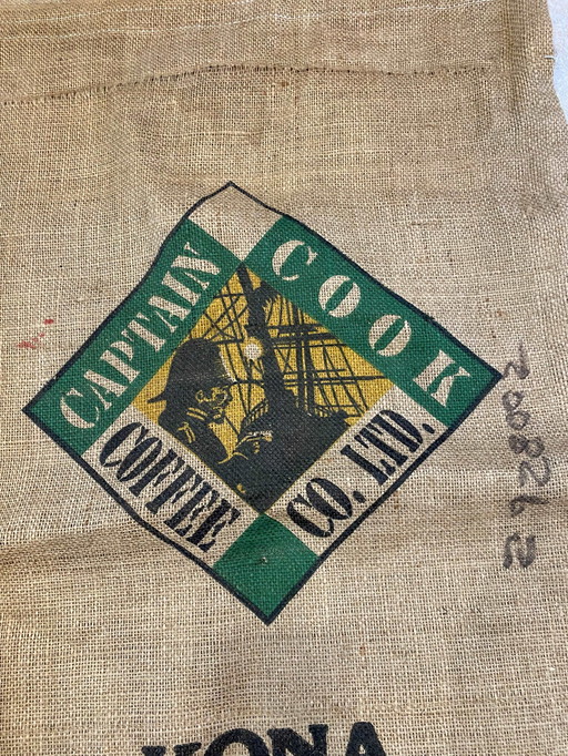 Authentique Et Ancien Sac En Toile De Jute Captain Cook Hawaiian Islands Coffee Usa Vintage