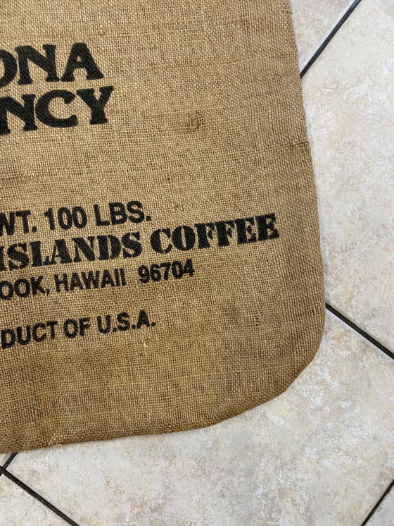 Image 1 of Authentique Et Ancien Sac En Toile De Jute Captain Cook Hawaiian Islands Coffee Usa Vintage