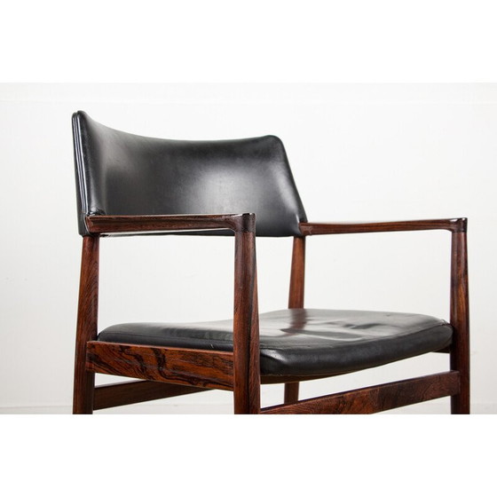 Image 1 of Fauteuil vintage danois en palissandre et cuir par Erik Worts pour Soro Stolefabrik