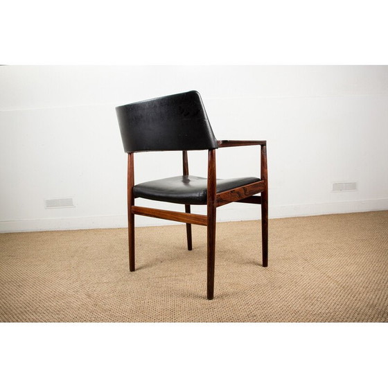 Image 1 of Fauteuil vintage danois en palissandre et cuir par Erik Worts pour Soro Stolefabrik