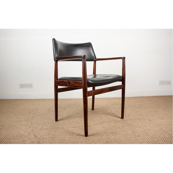 Image 1 of Fauteuil vintage danois en palissandre et cuir par Erik Worts pour Soro Stolefabrik