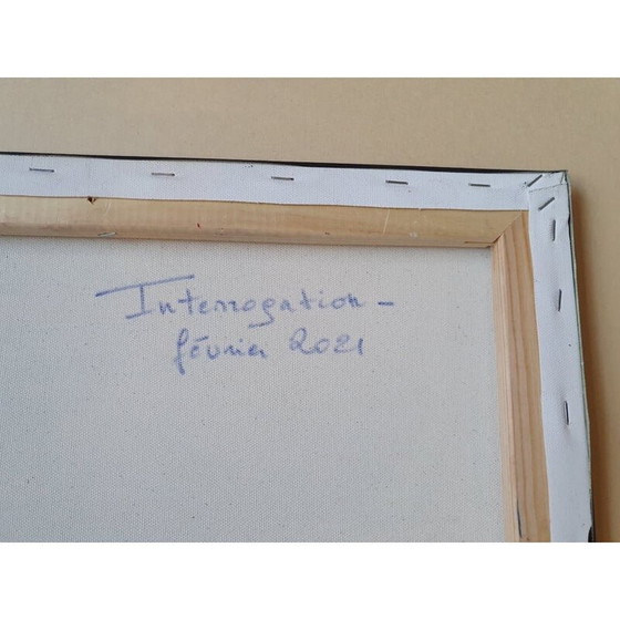 Image 1 of Peinture acrylique vintage "Interrogation" par Jocelyne Hoffelt, 2021