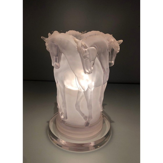 Image 1 of Lampe vintage avec décoration de chevaux en plexiglas, France 1970