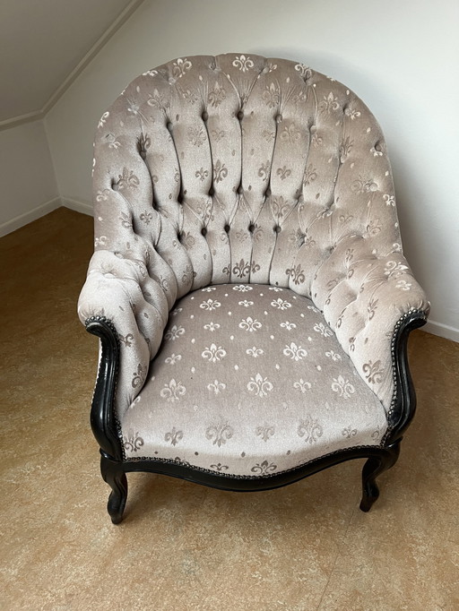 Fauteuil unique en velours matelassé pour dames