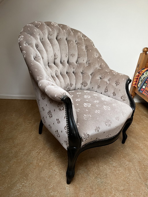 Fauteuil unique en velours matelassé pour dames