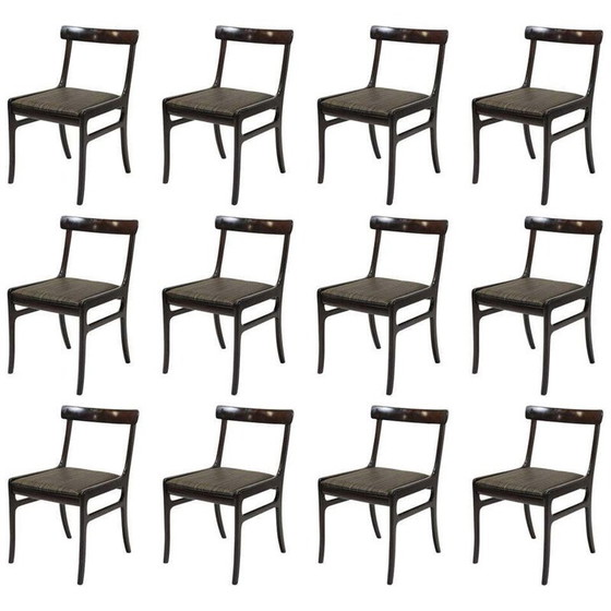 Image 1 of Ensemble vintage de 12 chaises de salle à manger en acajou