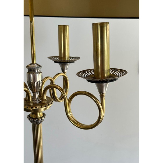Image 1 of Paire de lampadaires vintage en acier brossé et laiton