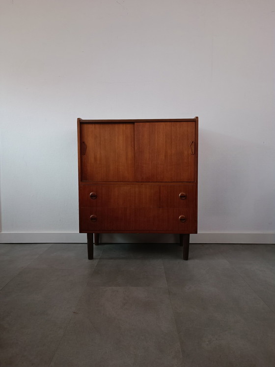 Image 1 of Vintage Danish Wall Cupboard/Highboard In Teak