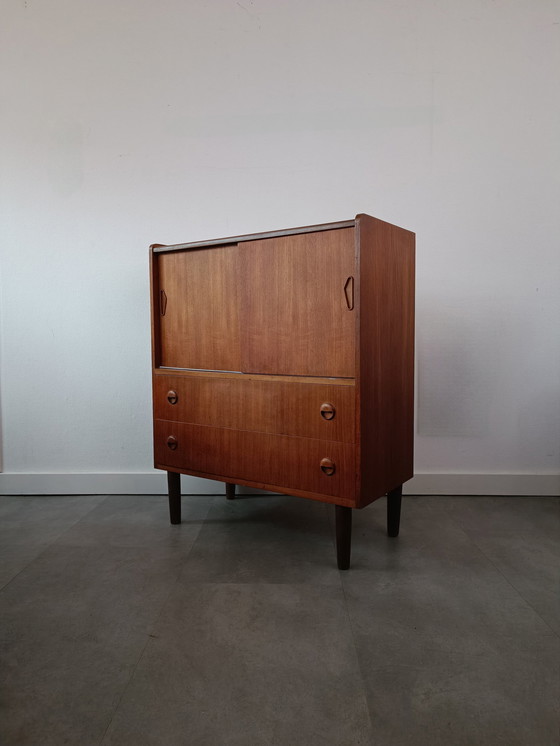 Image 1 of Vintage Danish Wall Cupboard/Highboard In Teak