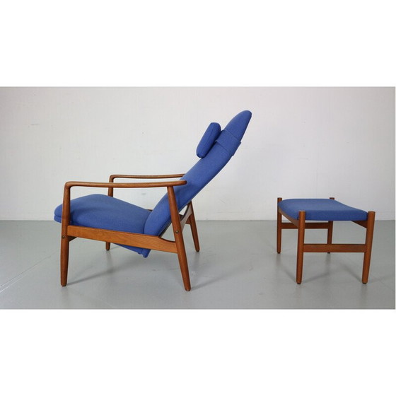 Image 1 of Fauteuil vintage en teck avec ottoman par Søren Ladefoged pour Sl Møbler, Danemark 1960