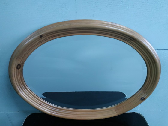 Image 1 of Miroir à facettes ovale en chêne