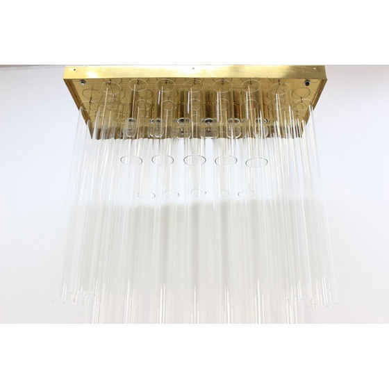 Image 1 of Lustre et paire d'appliques en laiton patiné de Kamenický Šenov, 1960