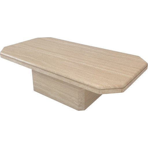 Table basse italienne vintage en travertin, 1980