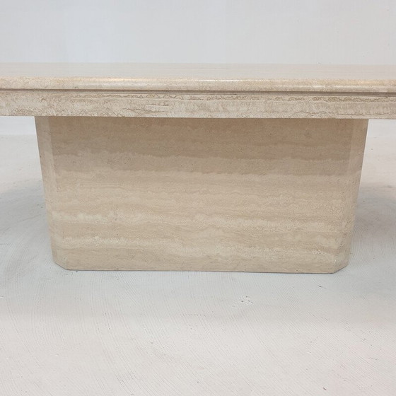 Image 1 of Table basse italienne vintage en travertin, 1980