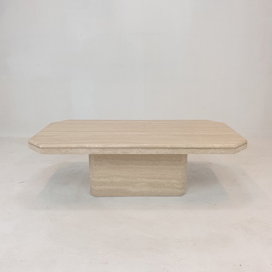 Image 1 of Table basse italienne vintage en travertin, 1980