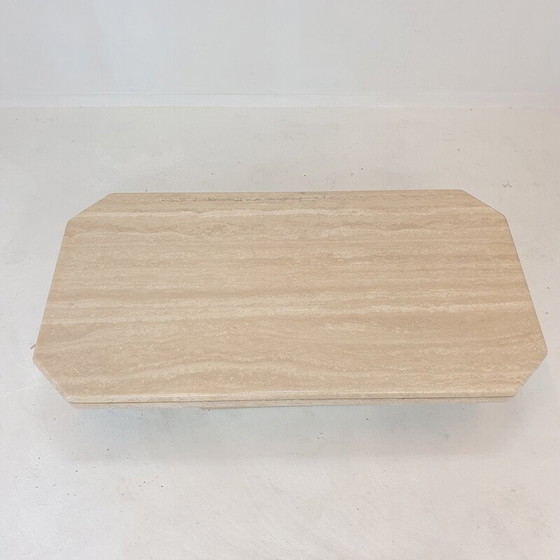 Image 1 of Table basse italienne vintage en travertin, 1980