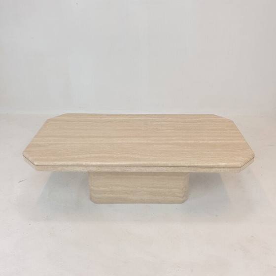 Image 1 of Table basse italienne vintage en travertin, 1980
