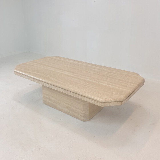 Image 1 of Table basse italienne vintage en travertin, 1980