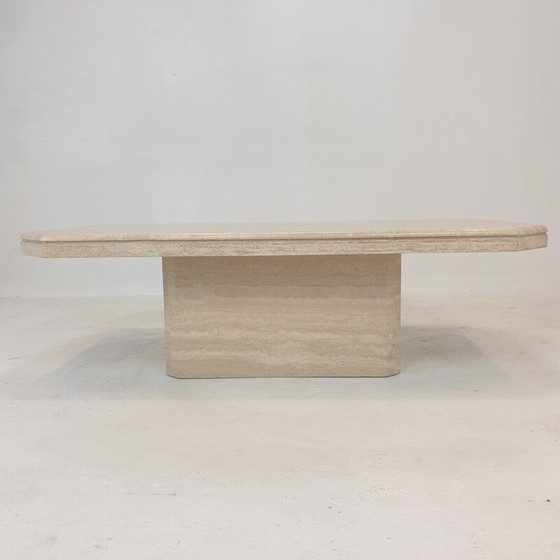 Image 1 of Table basse italienne vintage en travertin, 1980