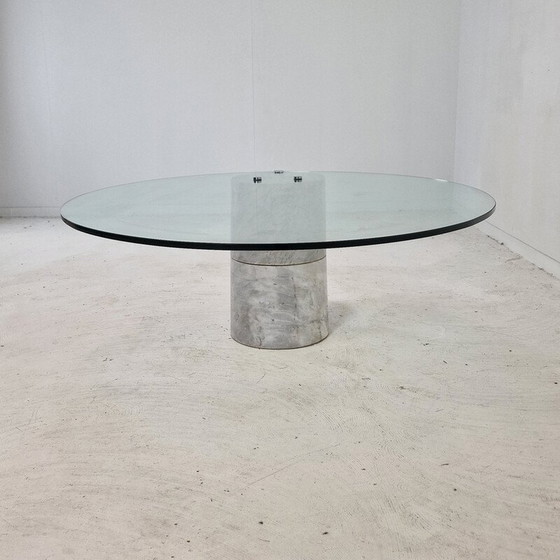 Image 1 of Table basse vintage en verre et marbre K1000 par Ronald Schmitt pour Carrara Team Form AG, 1975