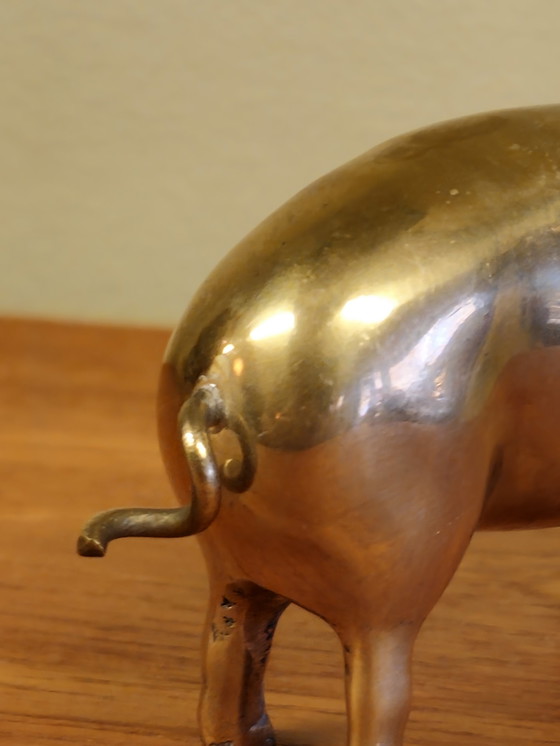 Image 1 of Vintage Brass Family Big Pig Piglet Boar