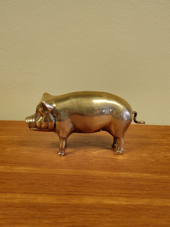 Image 1 of Vintage Brass Family Big Pig Piglet Boar