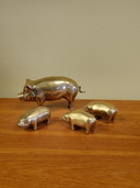 Vintage Brass Family Big Pig Piglet Boar