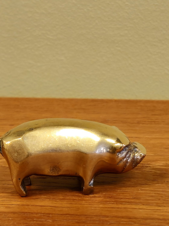 Image 1 of Vintage Brass Family Big Pig Piglet Boar