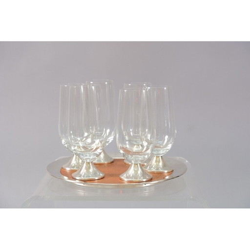 Plateau vintage modèle TW 142 en verre et teck par Tapio Wirkkala, Allemagne