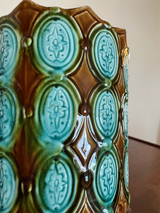 Image 1 of Cache Pot Barbotine Art Déco