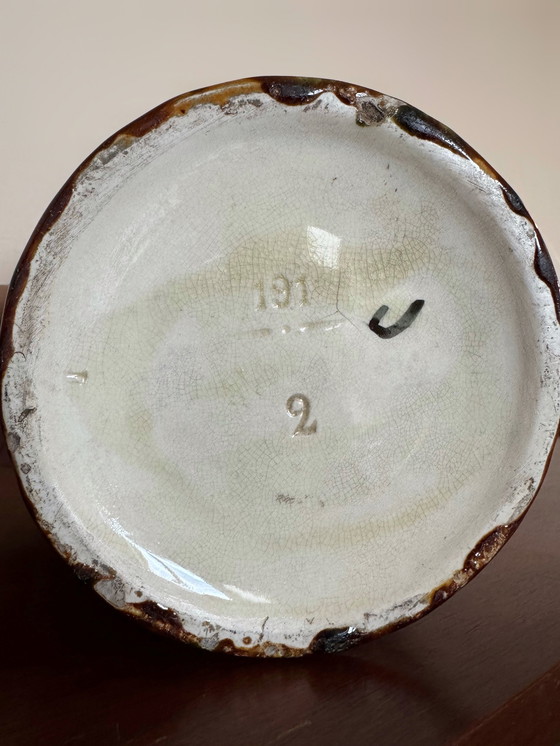 Image 1 of Cache Pot Barbotine Art Déco