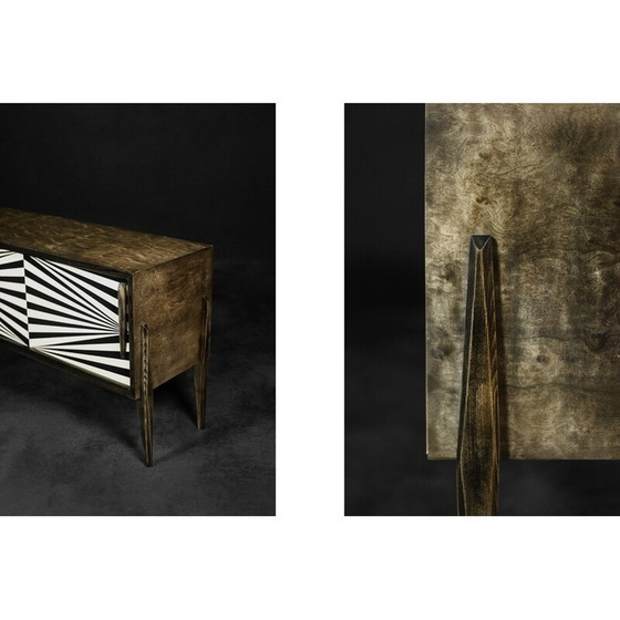 Image 1 of Buffet scandinave vintage en bouleau avec motif Op-Art, 1960
