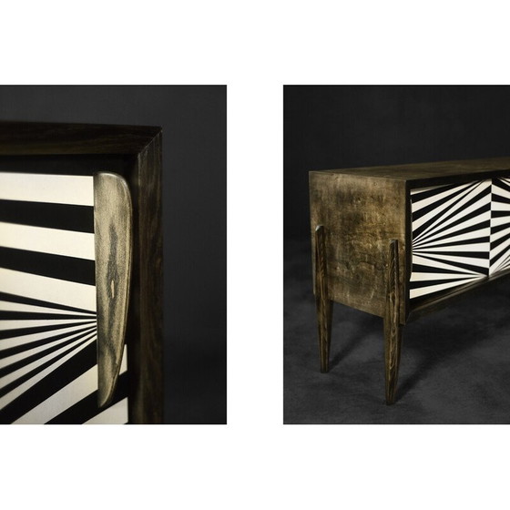 Image 1 of Buffet scandinave vintage en bouleau avec motif Op-Art, 1960