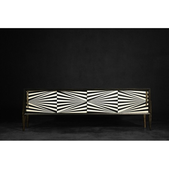 Image 1 of Buffet scandinave vintage en bouleau avec motif Op-Art, 1960