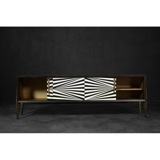 Image 1 of Buffet scandinave vintage en bouleau avec motif Op-Art, 1960
