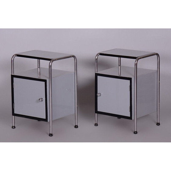 Image 1 of Paire de tables de chevet vintage en acier chromé par Vichr, Tchécoslovaquie 1930