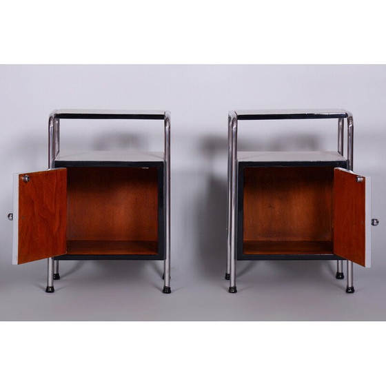 Image 1 of Paire de tables de chevet vintage en acier chromé par Vichr, Tchécoslovaquie 1930
