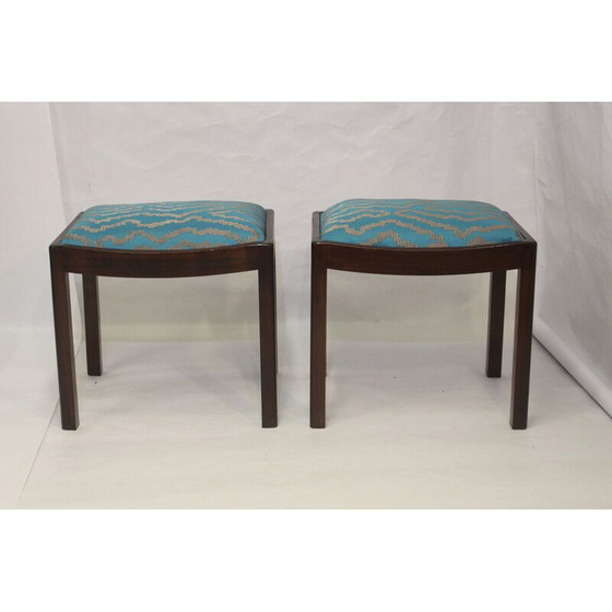 Image 1 of Paire de tabourets vintage en tissu jacquard 1960