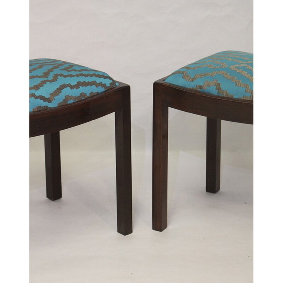 Image 1 of Paire de tabourets vintage en tissu jacquard 1960