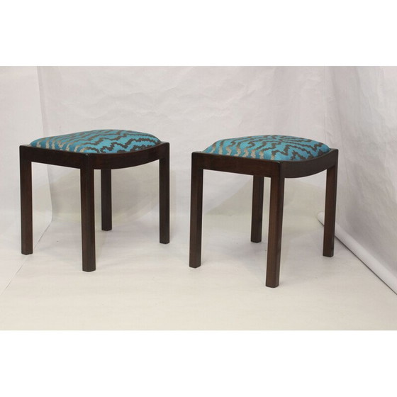 Image 1 of Paire de tabourets vintage en tissu jacquard 1960