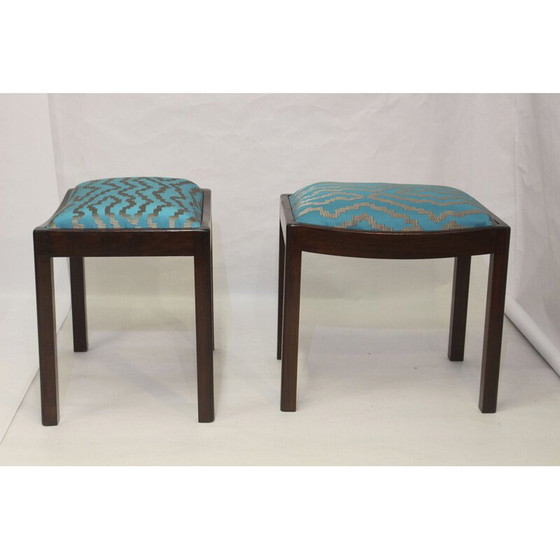 Image 1 of Paire de tabourets vintage en tissu jacquard 1960