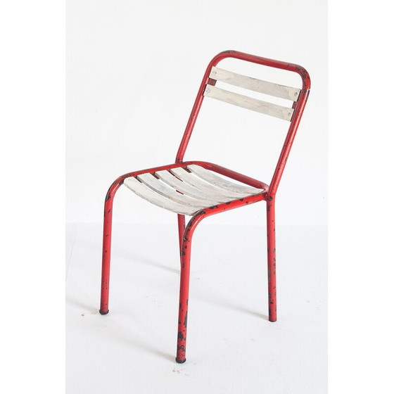 Image 1 of Ensemble de 4 chaises vintage en fer et bois, France 1950