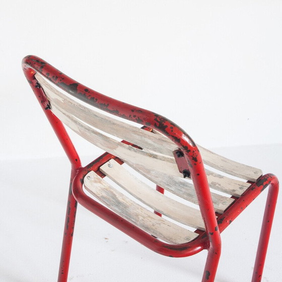 Image 1 of Ensemble de 4 chaises vintage en fer et bois, France 1950