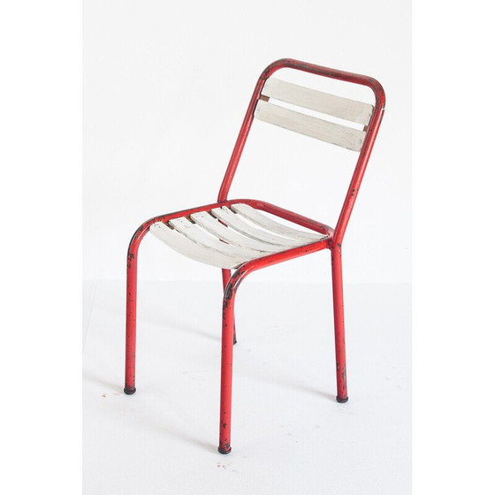 Image 1 of Ensemble de 4 chaises vintage en fer et bois, France 1950
