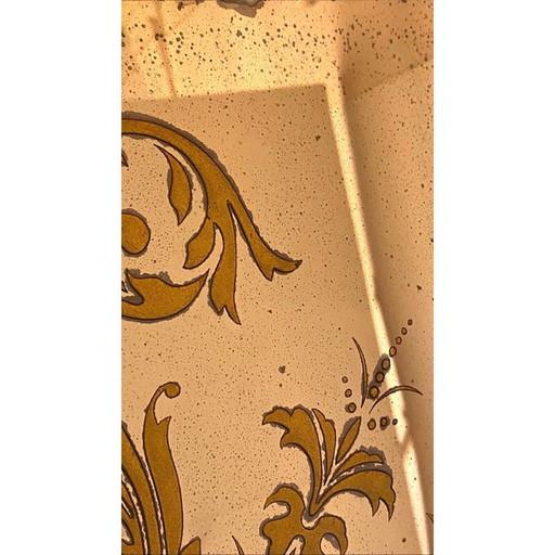 Miroir de sol vintage avec verre jaunâtre, Italie 1960