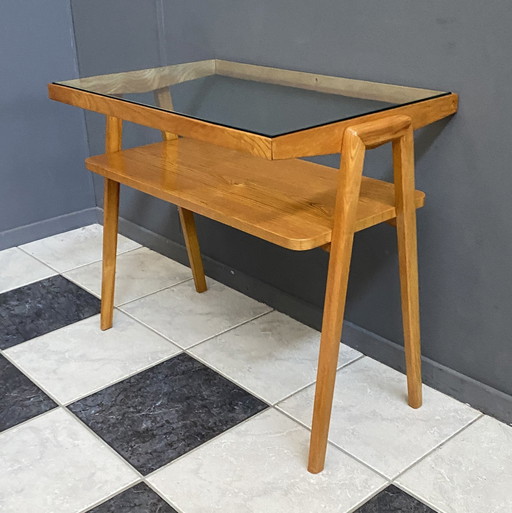 Table basse en bois et verre 1960S République tchèque