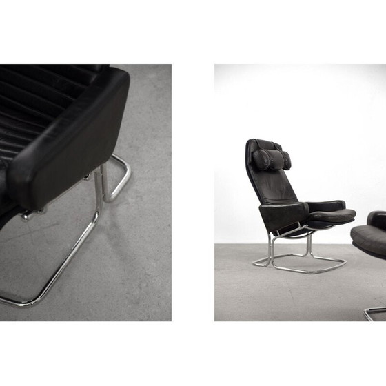 Image 1 of Paire de fauteuils vintage en cuir noir par Ire Möbel, Suède 1970