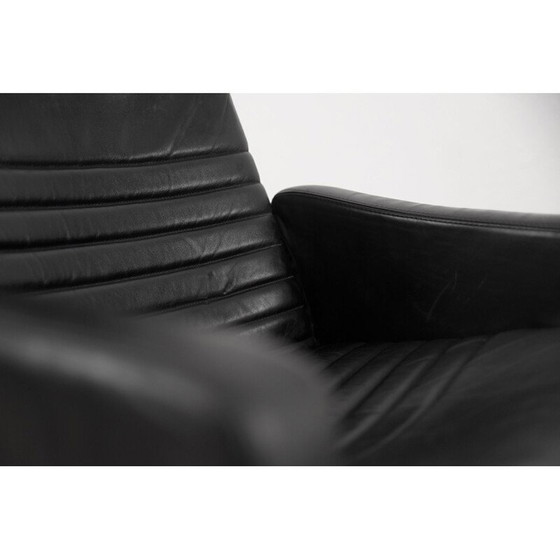 Image 1 of Paire de fauteuils vintage en cuir noir par Ire Möbel, Suède 1970