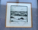 2 petites gravures dans un cadre bleu