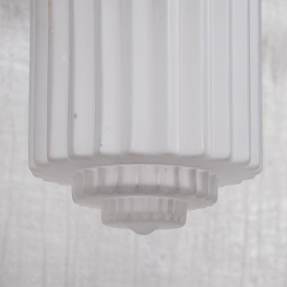 Image 1 of Lampe suspendue vintage en laiton et verre, France années 1930